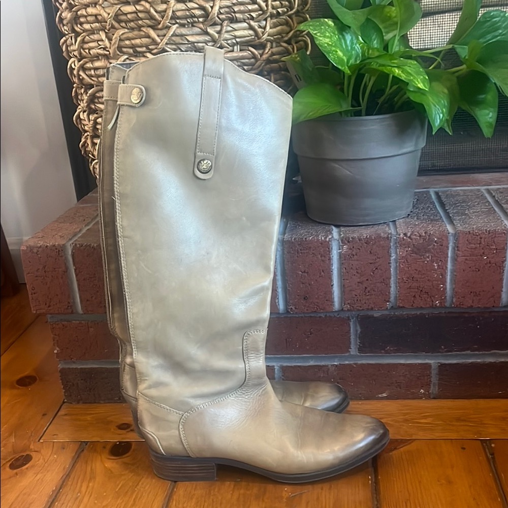 Sam Edelman Taupe/Olive green Leather “Penny” Boots - Size 9